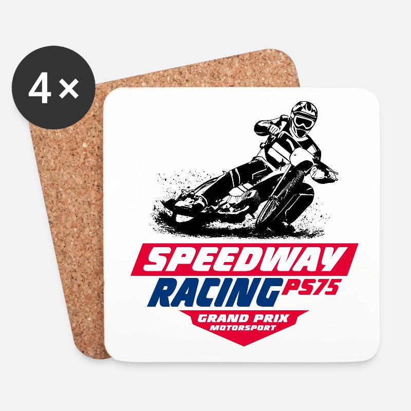 Speedway - Motorcycle Speedway - Untersetzer (4er-Set) - Weiß