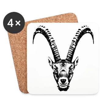 Steinbock / Kopf / Ibex / frontal - Untersetzer (4er-Set) - Weiß - Vorne