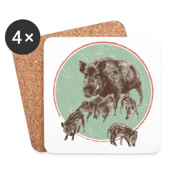 Bache Nouveau Sanglier Maman Cadeau - Dessous de verre (lot de 4) - blanc - Devant