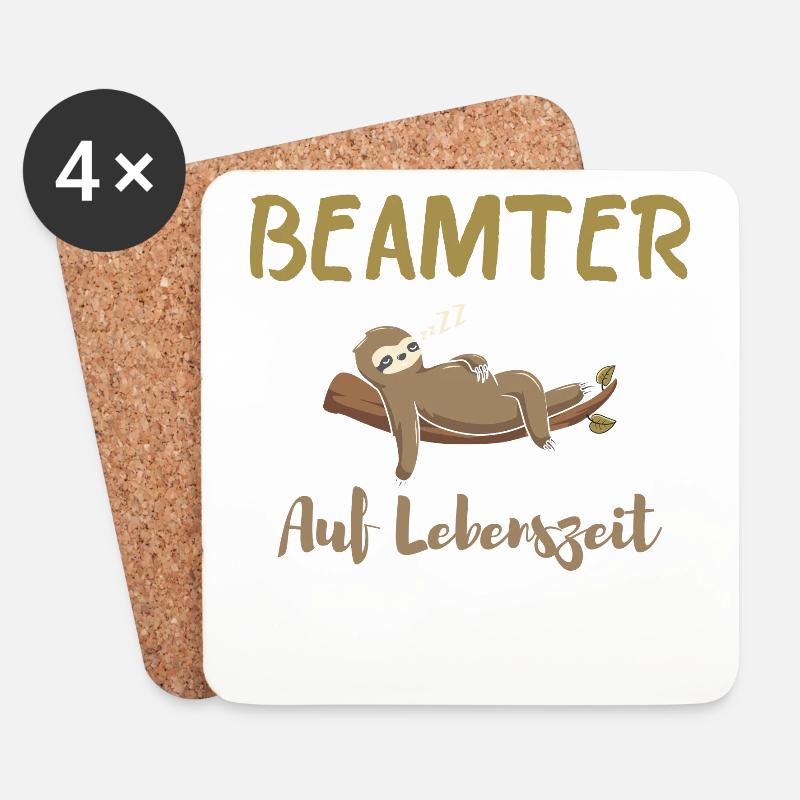 Beamter auf Lebenszeit. Faultier - Untersetzer (4er-Set) - Weiß