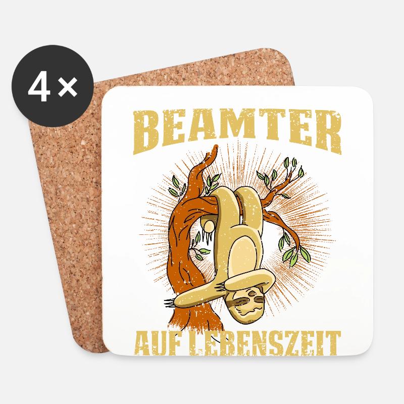 Beamter auf Lebenszeit. Faultier - Untersetzer (4er-Set) - Weiß