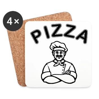 Pizza Pizzaiolo Street Food - Dessous de verre (lot de 4) - blanc - Devant