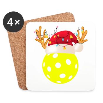 Joueur de pickleball de Noël Sport Paddleball - Dessous de verre (lot de 4) - blanc - Devant