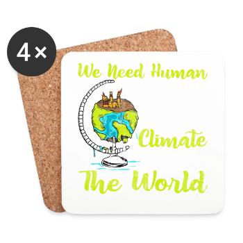 We need human change, not human change - Coasters (set of 4) - white - Front