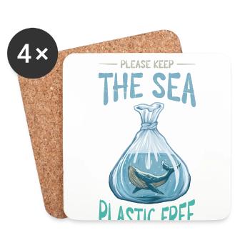 Halten Sie Das Meer Plastikfrei Für Das Klima - Untersetzer (4er-Set) - Weiß - Vorne