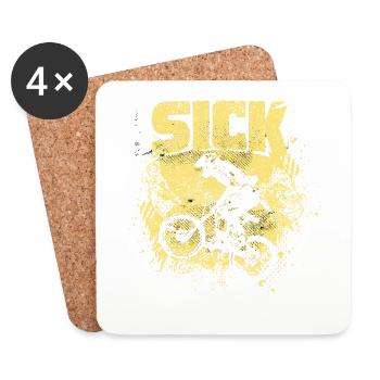 Krankes Radfahrer-design Für Fahrradfahrer Oder - Untersetzer (4er-Set) - Weiß - Vorne