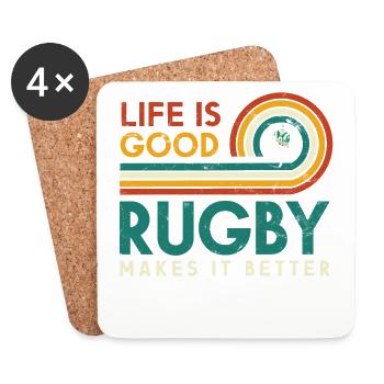 Life is good. Rugby makes it better - Coasters (set of 4) - white - Front