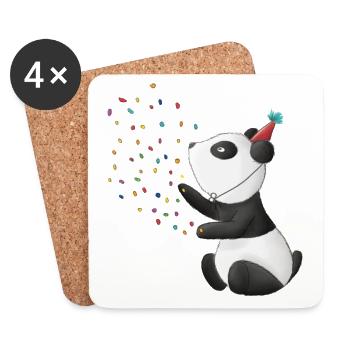 Panda Konfetti Party - Untersetzer (4er-Set) - Weiß - Vorne