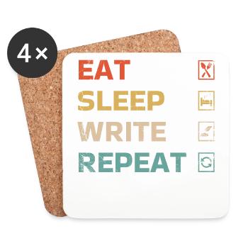 Eat Sleep Write Repeat Design For An - Coasters (set of 4) - white - Front