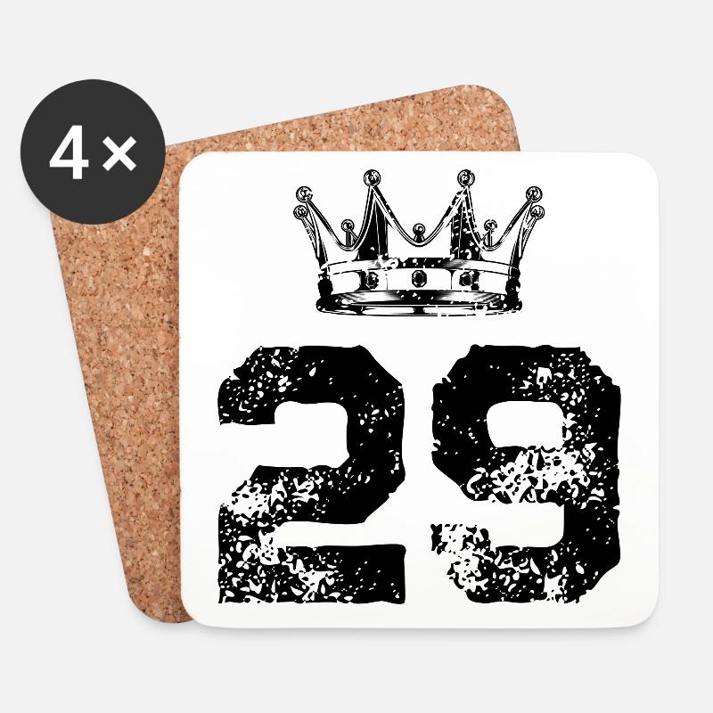 29 Zahl Krone - Untersetzer (4er-Set) - Weiß