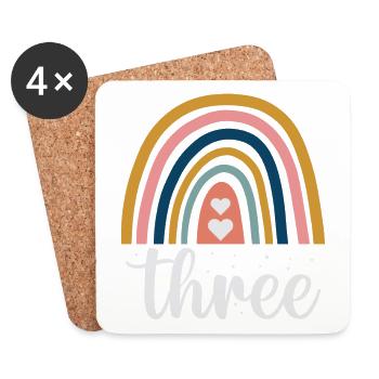 Regenbogen-design Mit Drei Leoparden Für 3. - Untersetzer (4er-Set) - Weiß - Vorne