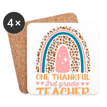 Ein Dankbares Lehrerdesign Für Die 3. Klasse - Untersetzer (4er-Set) - Weiß - Vorne