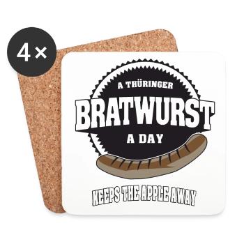 A thüringer Bratwurst a day keeps the apple away - Coasters (set of 4) - white - Front
