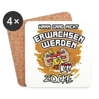 "...Ich zocke". Lustiges Design Für Gamer / Zocker - Untersetzer (4er-Set) - Weiß - Vorne