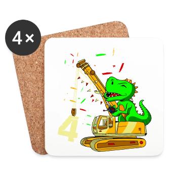 4 Years Birthday Design For Dinosaurs And - Coasters (set of 4) - white - Front