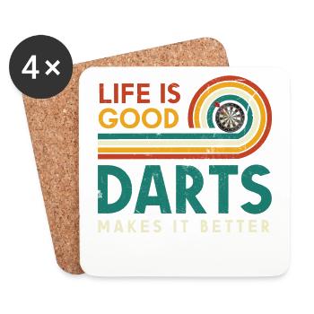 Life Is Good Darts Macht Es Zu Einem Besseren - Untersetzer (4er-Set) - Weiß - Vorne