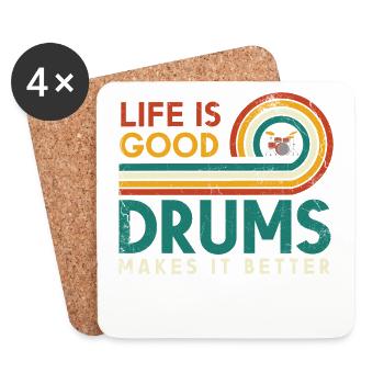 Das Leben Ist Gut Drums Macht Es Besser Design Für - Untersetzer (4er-Set) - Weiß - Vorne