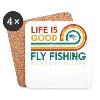 Das Leben Ist Gut Fliegenfischen Macht Es Besser - Untersetzer (4er-Set) - Weiß - Vorne
