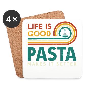 Life is good. Pasta makes it better - Coasters (set of 4) - white - Front