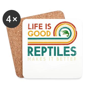 La vie est belle, les reptiles la rendent meilleure pour - Dessous de verre (lot de 4) - blanc - Devant