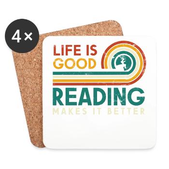 Life is good reading makes it better for reading - Coasters (set of 4) - white - Front