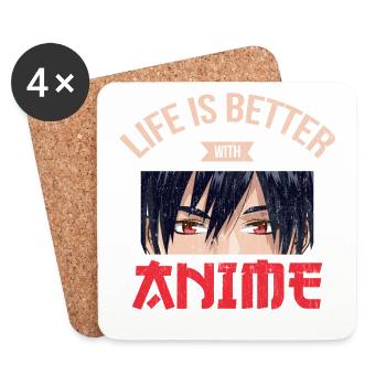 Life Is Better with Anime Design For Japanese - Coasters (set of 4) - white - Front