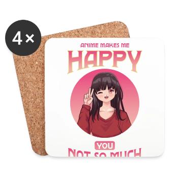 Anime makes me happy, not so much for - Coasters (set of 4) - white - Front