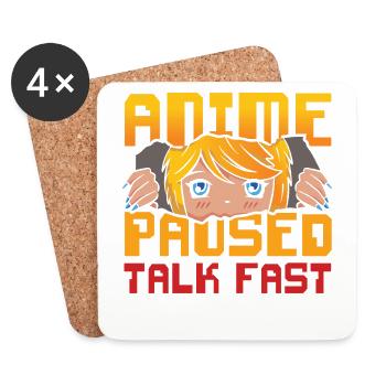 Anime Paused Quick Design For - Coasters (set of 4) - white - Front