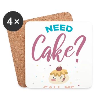 Avez-vous besoin de gâteau, appelez-moi pour boulanger- - Dessous de verre (lot de 4) - blanc - Devant