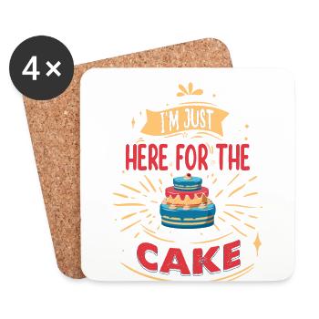 Ich Bin Nur Hier Für Den Kuchen Zum Bäcker Oder - Untersetzer (4er-Set) - Weiß - Vorne