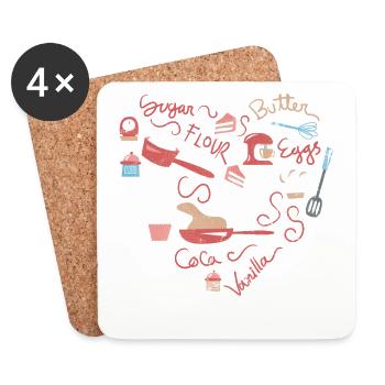 Conception de cuisson du cœur pour les boulangers ou les fans de boulangerie - Dessous de verre (lot de 4) - blanc - Devant