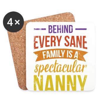 Behind every reasonable family is a - Coasters (set of 4) - white - Front