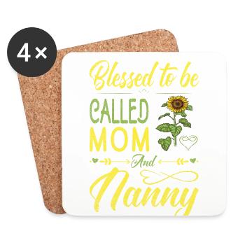 Bienheureuse, maman et nounou pour grand-mère appelée à - Dessous de verre (lot de 4) - blanc - Devant