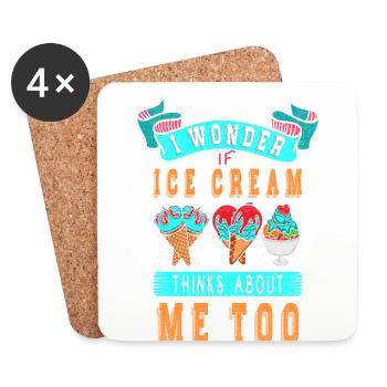 Je me demande si Ice Cream for Frozen et moi - Dessous de verre (lot de 4) - blanc - Devant