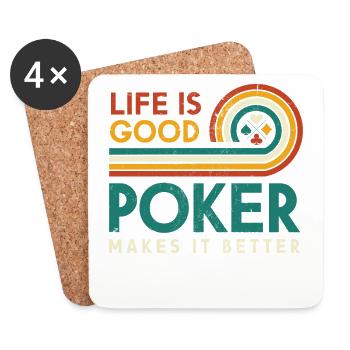 La vie est un bon poker le rend meilleur - Dessous de verre (lot de 4) - blanc - Devant