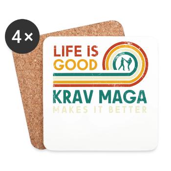 La vie est bonne Krav Maga le rend meilleur - Dessous de verre (lot de 4) - blanc - Devant