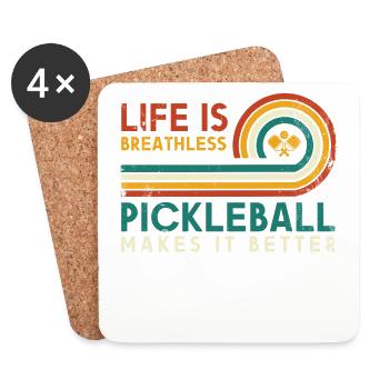 La vie est incroyable, Pickleball le fait - Dessous de verre (lot de 4) - blanc - Devant