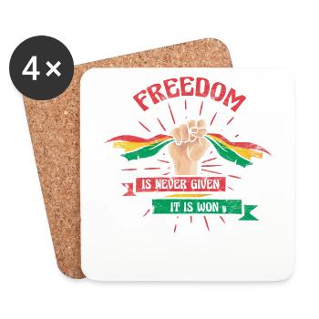 Freedom is never given, it is given for the - Coasters (set of 4) - white - Front