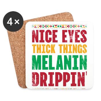 Beaux yeux Choses épaisses Melanine Drippin Pour La Fierté - Dessous de verre (lot de 4) - blanc - Devant