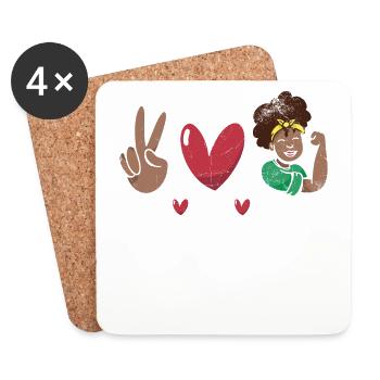 Peace Love Melanin pour les fiers Afro-Américains - Dessous de verre (lot de 4) - blanc - Devant
