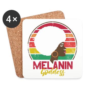 Déesse mélanine rétro pour les fiers Afro-Américains - Dessous de verre (lot de 4) - blanc - Devant