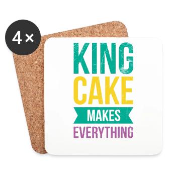 King Cake rend tout meilleur pour Baker Or - Dessous de verre (lot de 4) - blanc - Devant