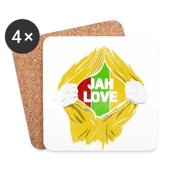 Jah Love Reggae Style Design Pour la Musique Reggae - Dessous de verre (lot de 4) - blanc - Devant