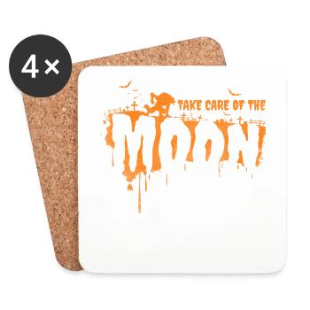 Kümmere Dich Um Das Monddesign Für Wölfe-fans - Untersetzer (4er-Set) - Weiß - Vorne