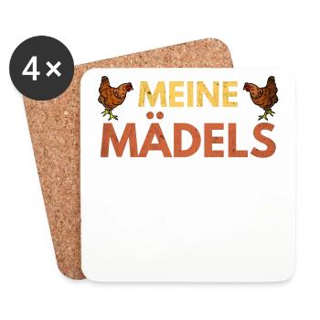 Meine Mädels die Hühner. Huhn - Untersetzer (4er-Set) - Weiß - Vorne