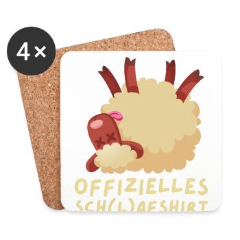 Schafshirt zum Schlafen, Schaf - Untersetzer (4er-Set) - Weiß - Vorne