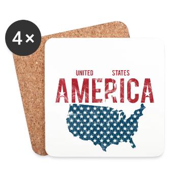 United States of America With US flag for - Coasters (set of 4) - white - Front