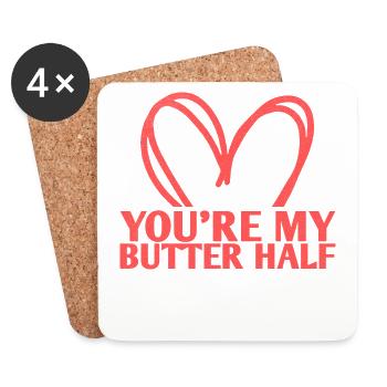 Tu es mon design de mariage à moitié beurre pour le - Dessous de verre (lot de 4) - blanc - Devant