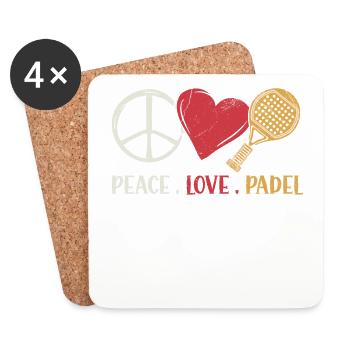 Peace Love Padel Racket Design For Padel Tennis - Coasters (set of 4) - white - Front