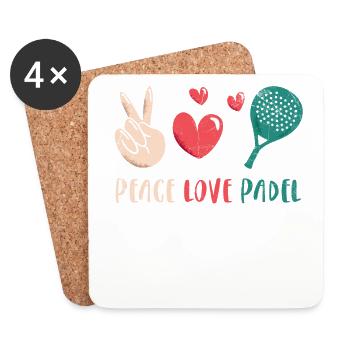 Peace Love Padel Racket Design For Padel Tennis - Coasters (set of 4) - white - Front